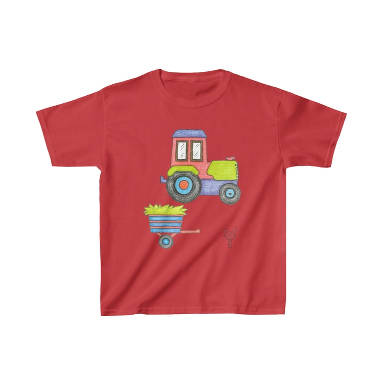 Farm Tractor Kids Heavy Cotton Tshirt by Bikabunny