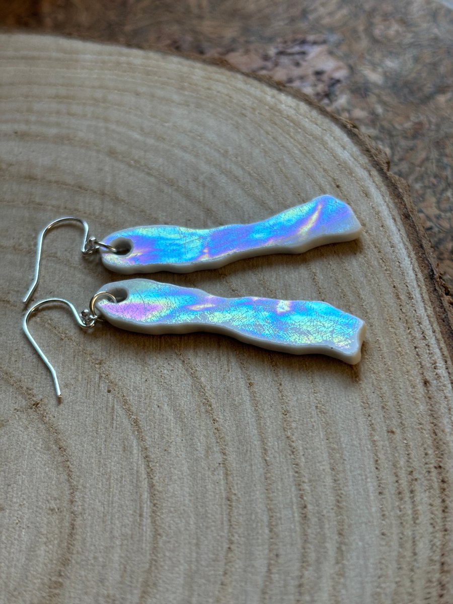 Handmade Earrings One of a Kind Iridescent  Eco Friendly Gifts Unique