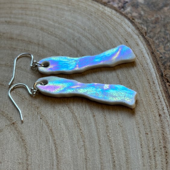 Handmade Earrings One of a Kind Iridescent  Eco Friendly Gifts Unique