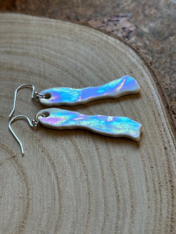 Handmade Earrings One of a Kind Iridescent  Eco Friendly Gifts Unique