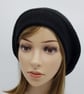 Handmade women's baggy beanie hat, black beret, knitted tam, black hat - Image 3