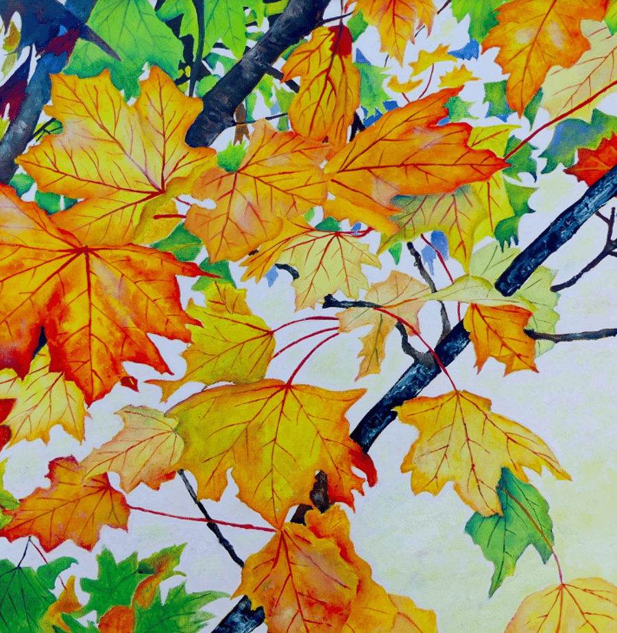 Autumn Leaves Greeting Card from Original Oil Painting