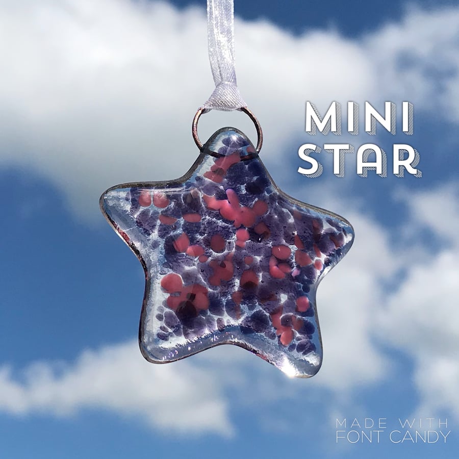 MINI Purple & Pink Fused Glass Star