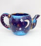 Moon & Stars Teapot Plant Pot - Hand-Painted Blue Ceramic - Image 4