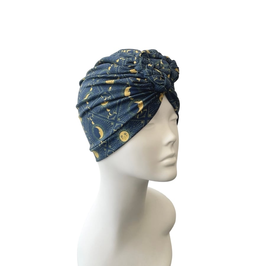 Alopecia Chemo Hair Loss Turban Hat Moon Print Fashion Hair Turban Women Retro