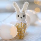 Easter Bunny, miniature rabbit doll, yellow outfit