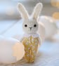 Easter Bunny, miniature rabbit doll, yellow outfit - Image 1