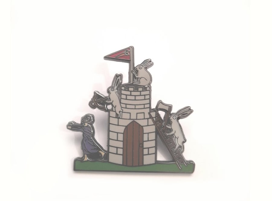 38mm Medieval Tower Rabbits hard enamel pin