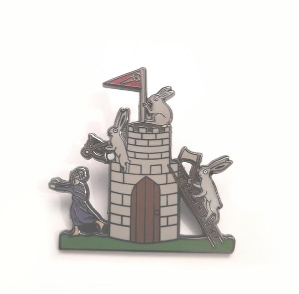 38mm Medieval Tower Rabbits hard enamel pin