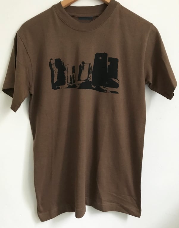 Stonehenge Mens brown cotton short sleeve  printed T shirt size Small