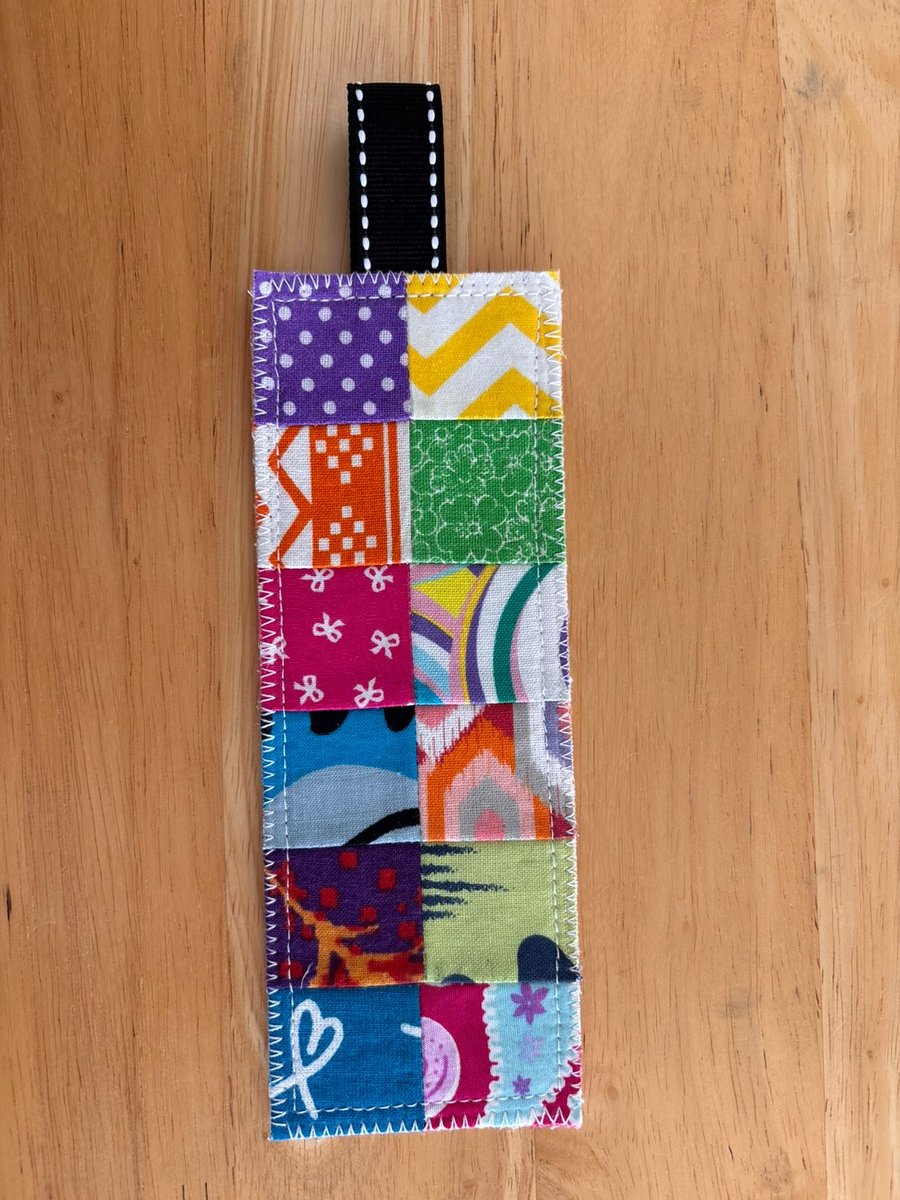 Patchwork squares bright bookmark
