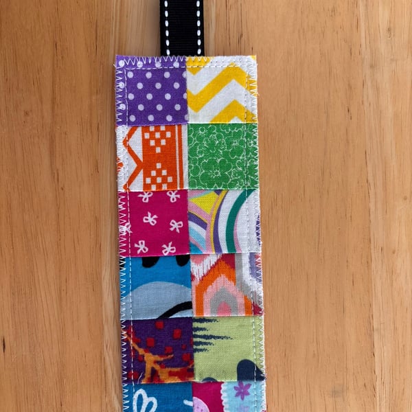 Patchwork squares bright bookmark