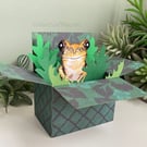 Frog Card; Personalised, Birthday or Blank. Gift card holder for frog lovers