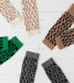 Leopard fingerless gloves - camel and charcoal - Image 5