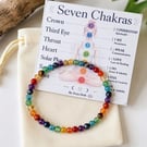 Seven Chakra Gemstone Bracelet - Handmade Gift with Crystal Meaning Card