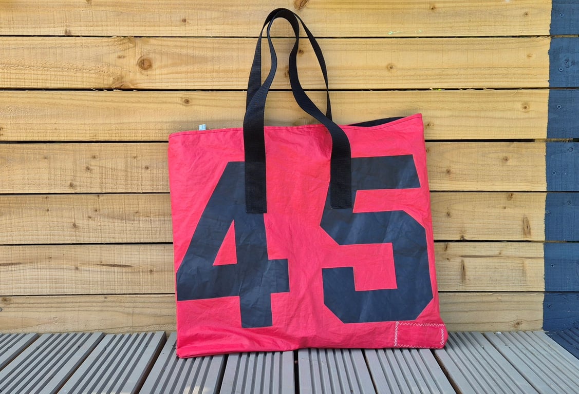 Large Family Tote - Red Sailcloth with original Sail Numbers