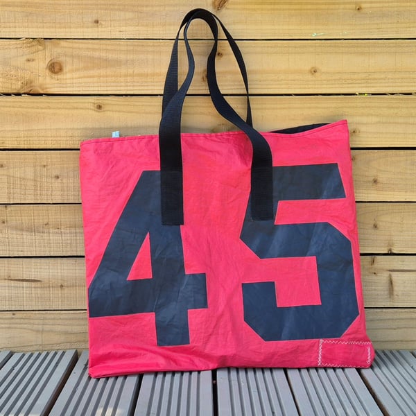 Large Family Tote - Red Sailcloth with original Sail Numbers
