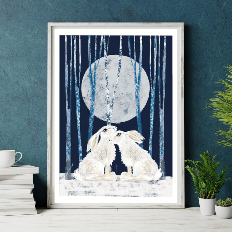 Hare Art art print original collage art wildlife art print