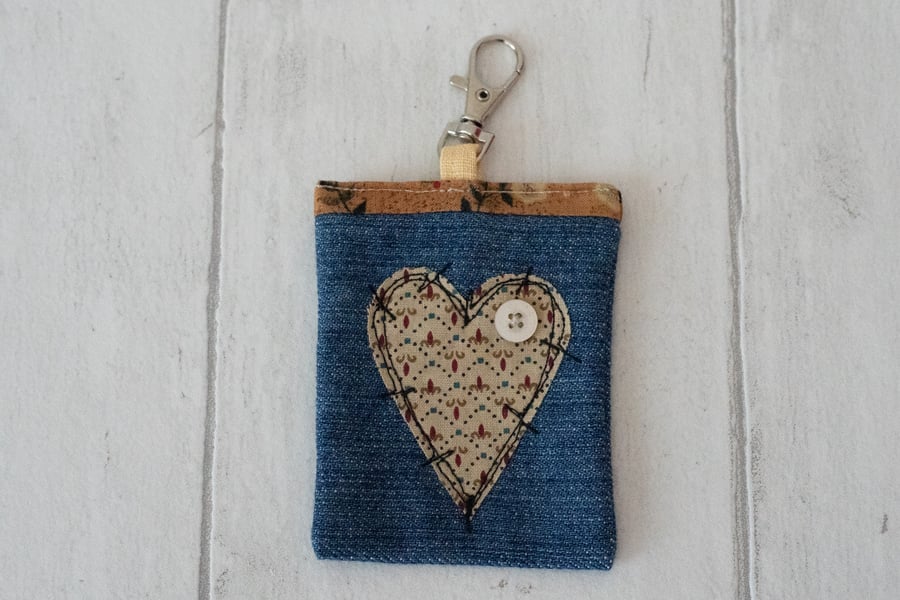 Fabric Heart Keyring