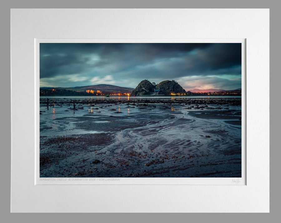 Dumbarton Rock & Castle from Langbank, River Clyde - A3 (50x40cm) Unframed Print