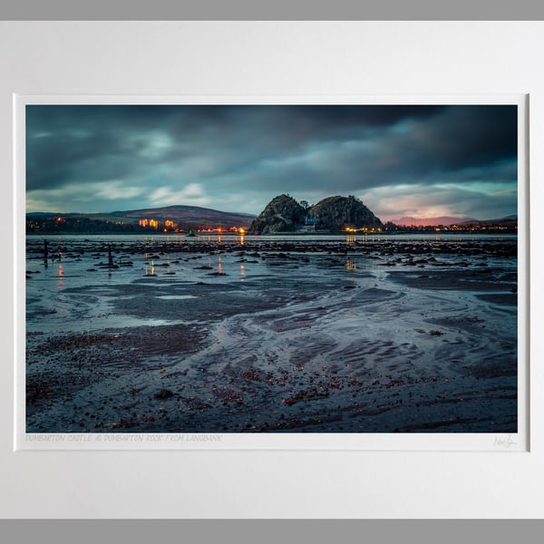 Dumbarton Rock & Castle from Langbank, River Clyde - A3 (50x40cm) Unframed Print