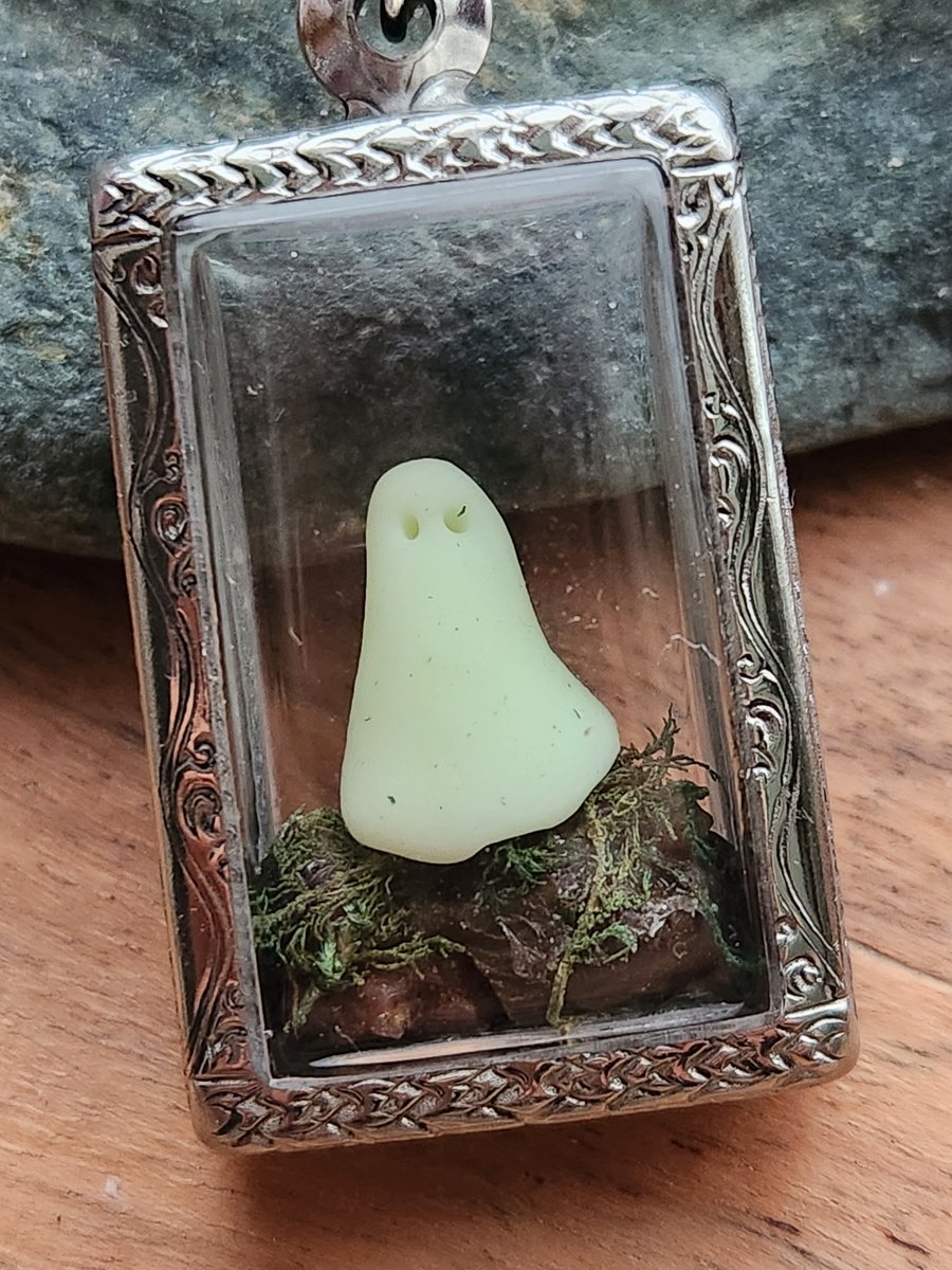 Spooky Spectre Forest Ghost Glow in the dark Polymer Clay ghostie 