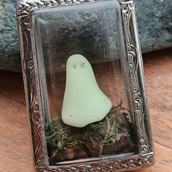 Spooky Spectre Forest Ghost Glow in the dark Polymer Clay ghostie 