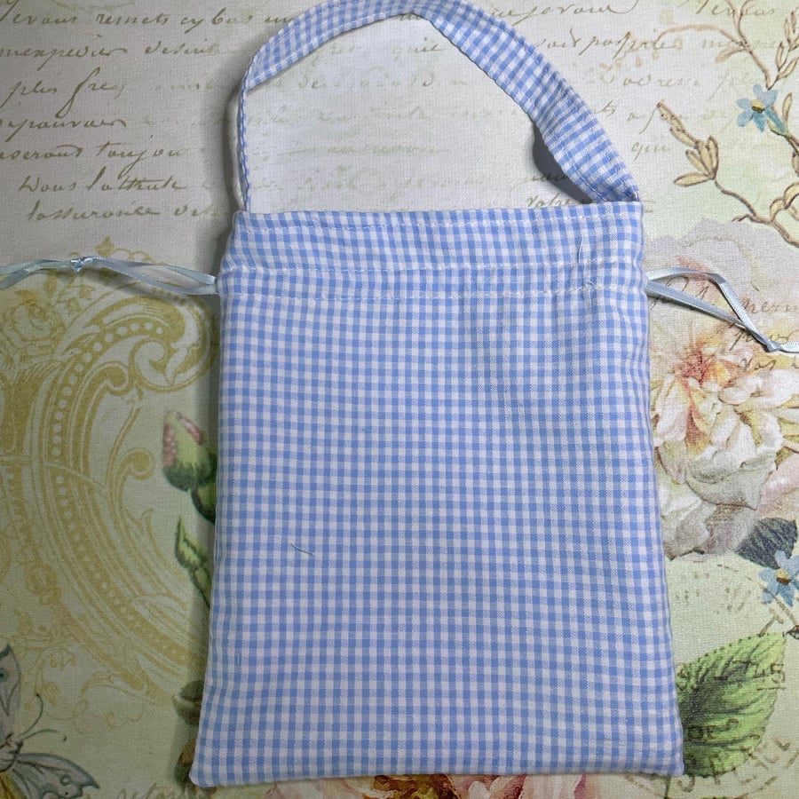 Blue and White Seersucker Fabric Gift Bag PB7