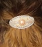Bridal Peach Pearl Beaded Vintage Style Hair Barrette Clip - Image 8