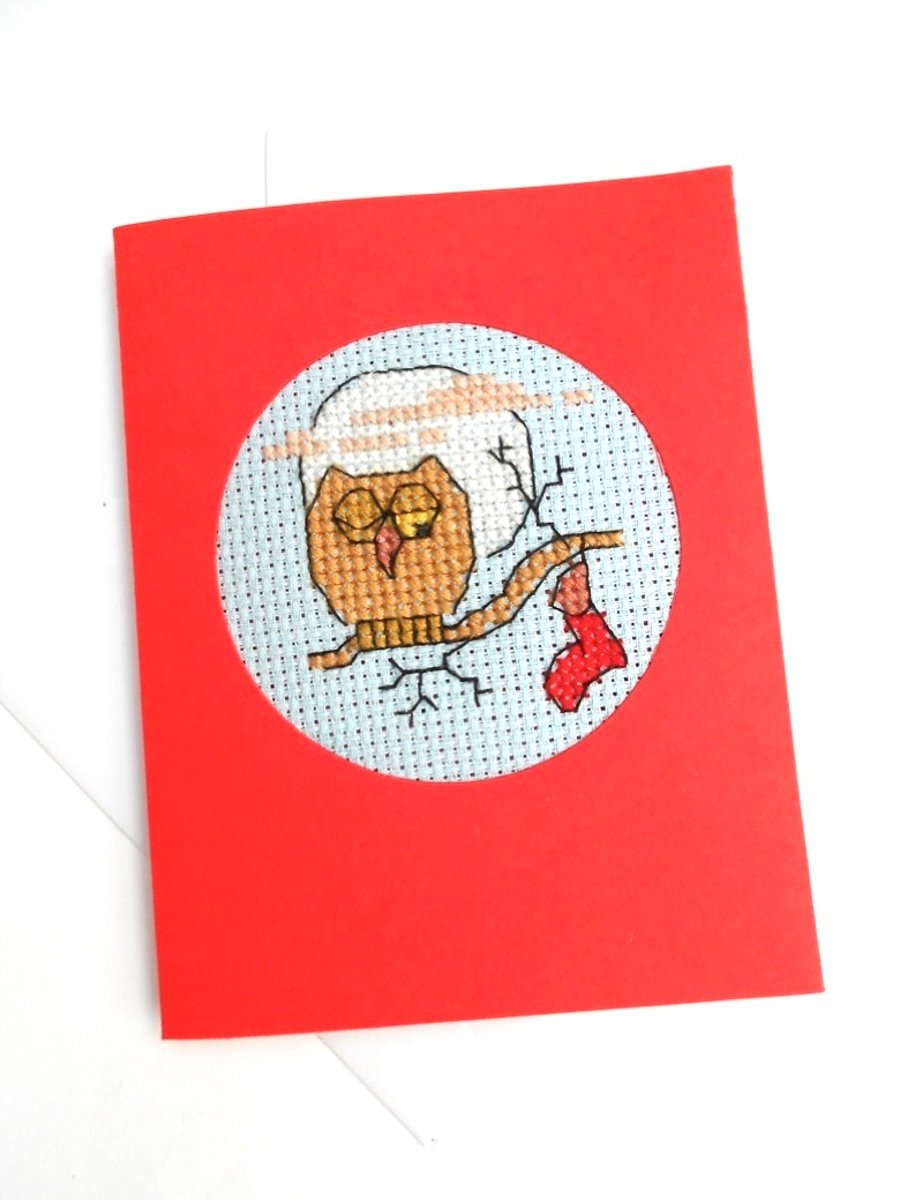 Owl and Sheep Cross Stitch Christmas Cards
