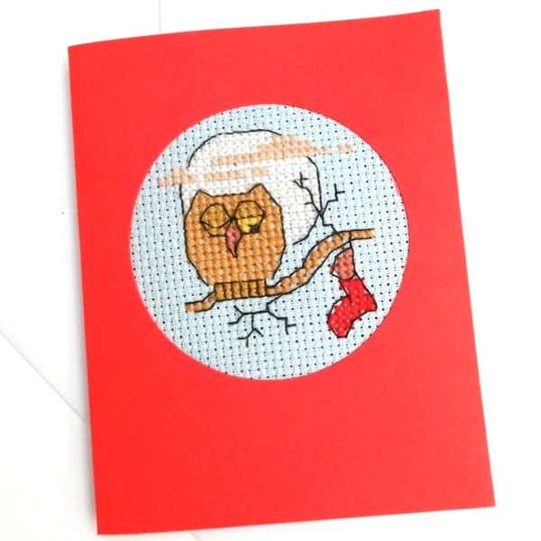 Owl and Sheep Cross Stitch Christmas Cards