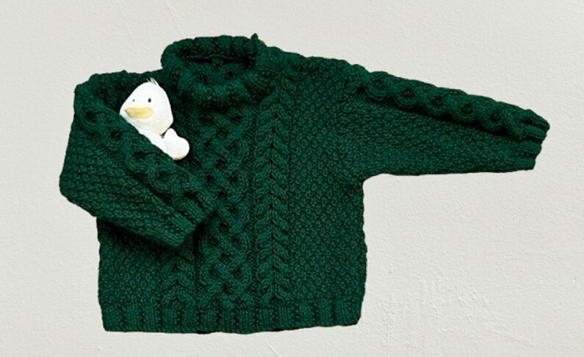 Age 1 - Years, Bottle green, Cable Pattern Jumper - Chest 51cms (20")