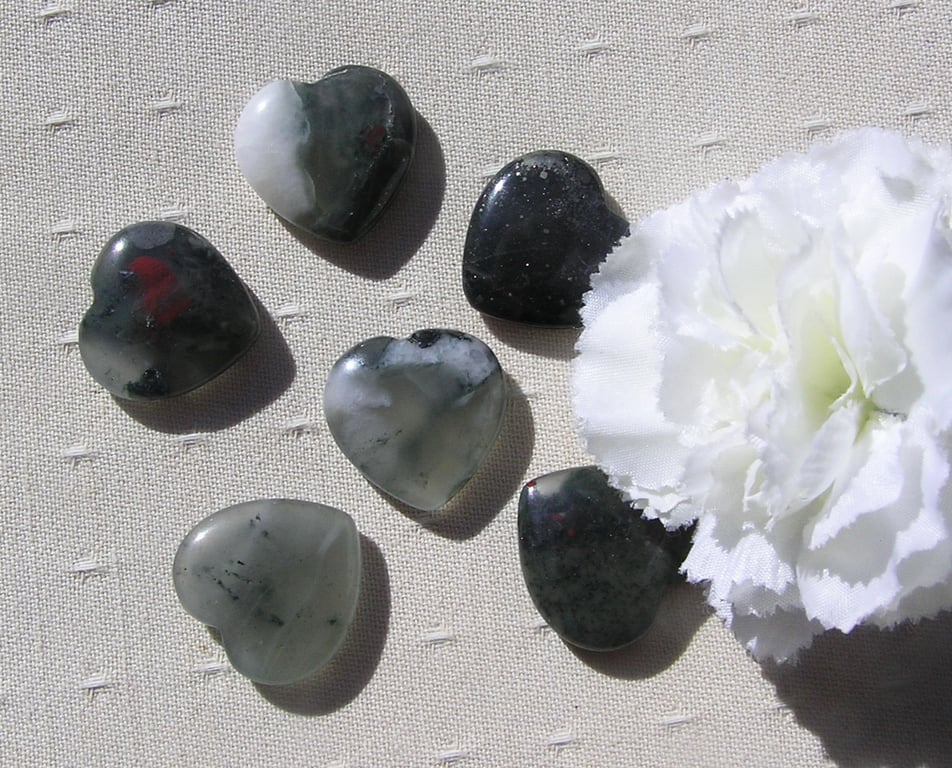 6 Seftonite Solid Gemstone Polished Hearts - 20mm - Chakra Crafting