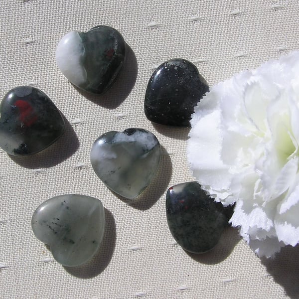 6 Seftonite Solid Gemstone Polished Hearts - 20mm - Chakra Crafting