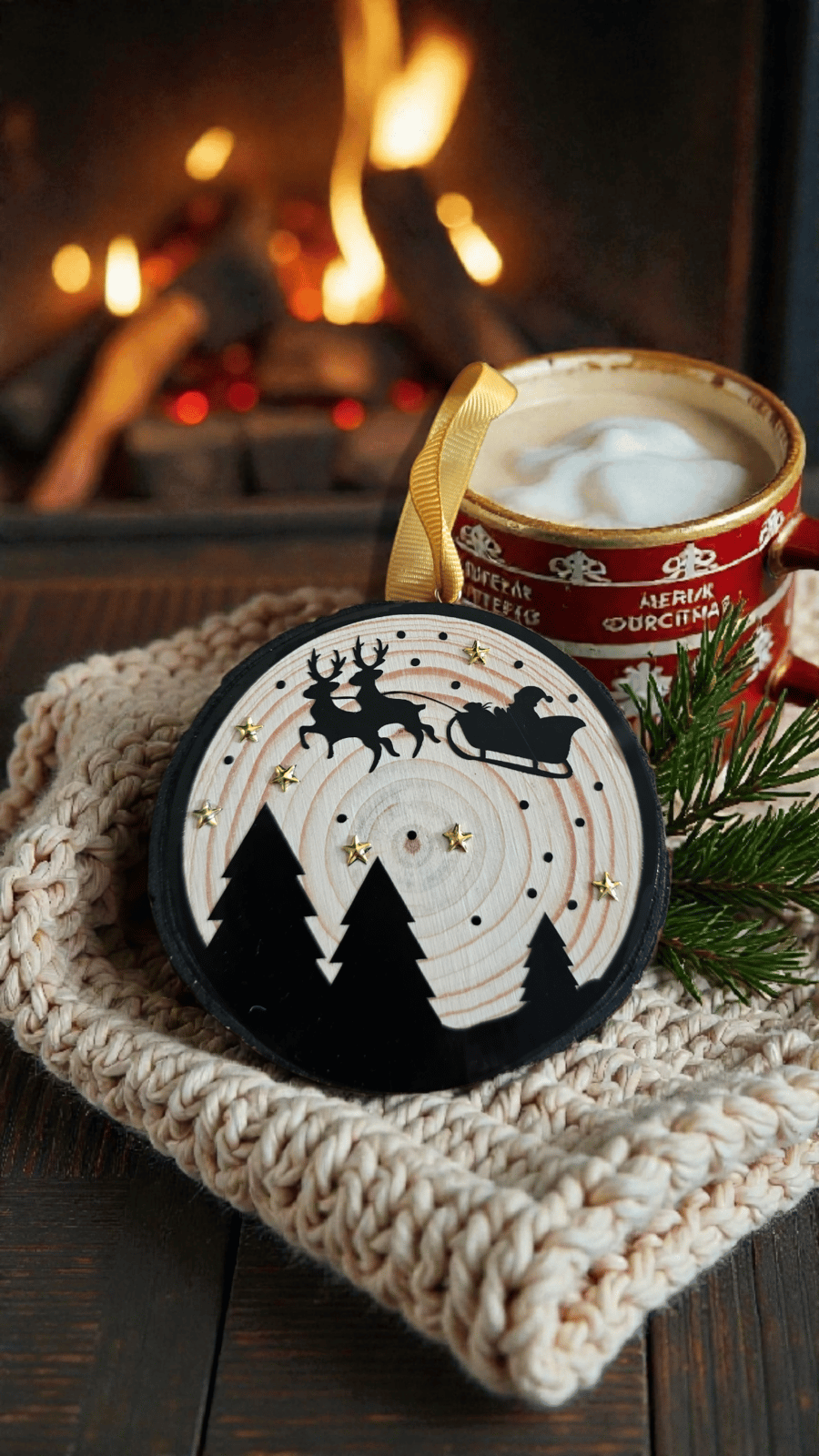 Wooden christmas tree decoration