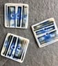 Porcelain buttons, square, set of 3, blue, green rust - size 3cm square - Image 2