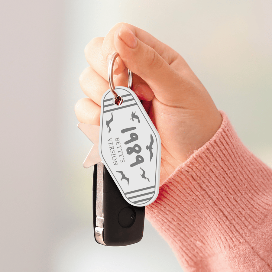 Your Version & Year: Personalised Motel Style Keyring, Album-Inspired Gift
