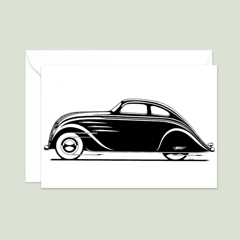 Classic Car Greeting Card: Pen and Ink Illustration (412)
