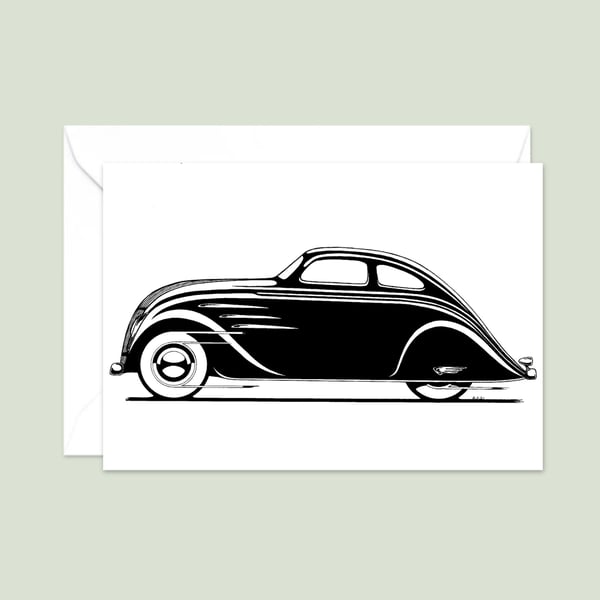 Classic Car Greeting Card: Pen and Ink Illustration (412)