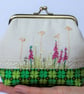 Wildflower Embroidered kiss lock purse pouch one of a kind