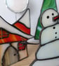 Stained Glass Art Christmas Snow Scene Suncatcher Tealight Holder  Home Decor - Image 6