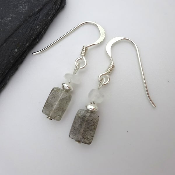 Labradorite and moonstone gemstone earrings