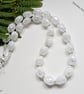 Designer White Pebble Crackle Quartz & Peridot Necklace  - Image 3