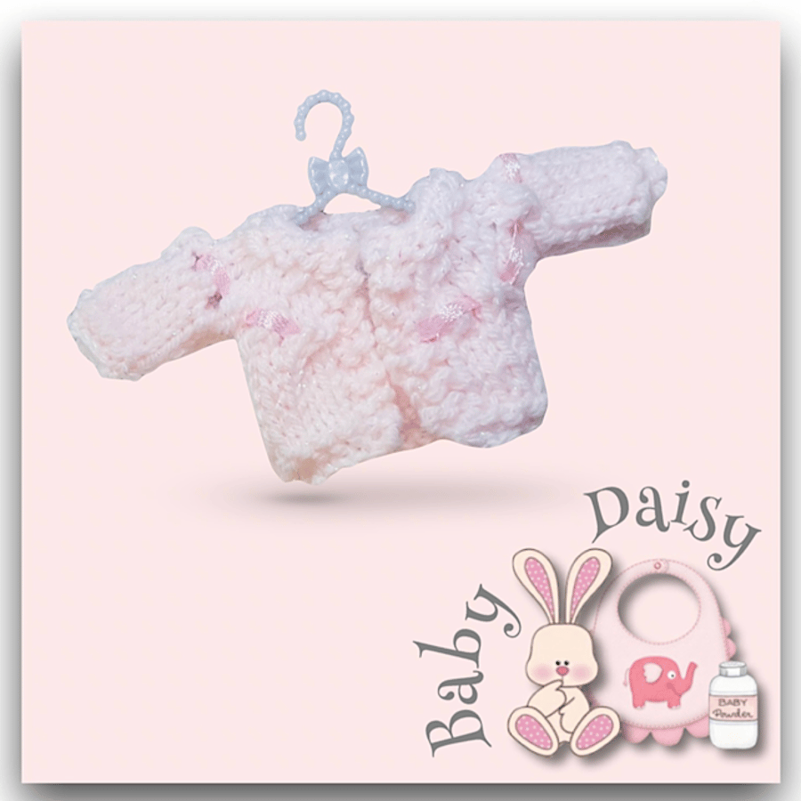 Reserved for Connor - Pretty Pink Cardigan to fit Baby Daisy 