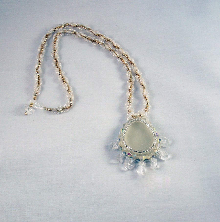 Crystal Sparkle Sea Glass Pendant