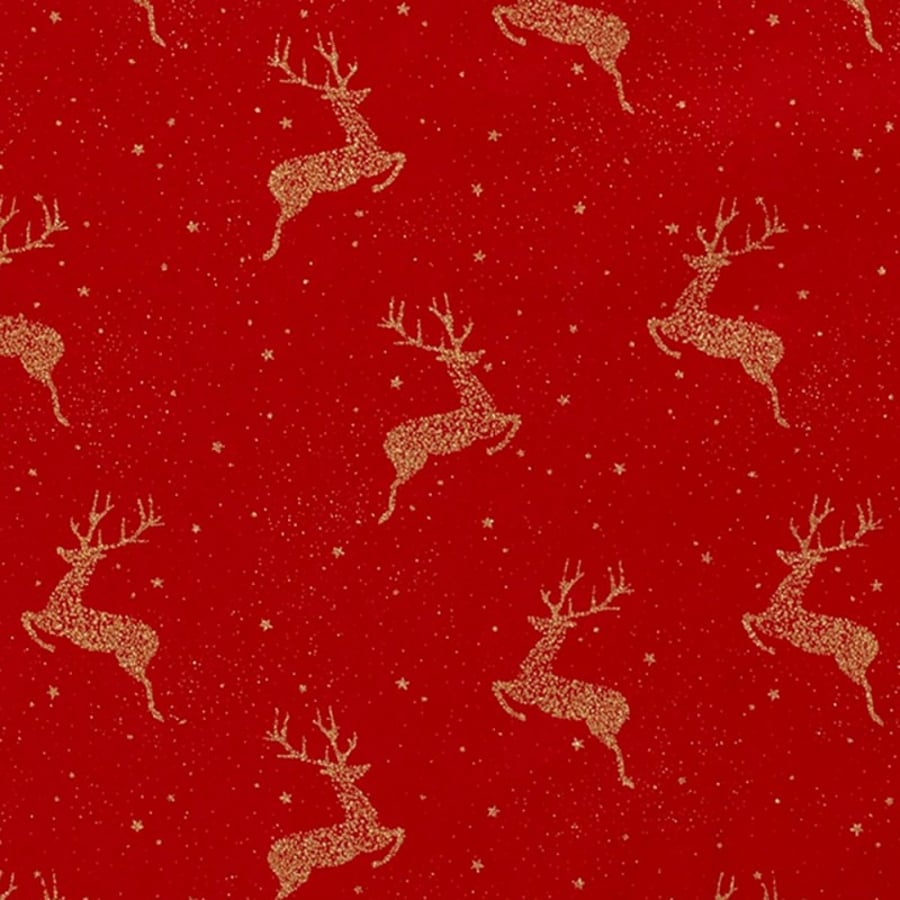 Christmas  Snowy Reindeer Tablecloth  RED  250cm tablecloth . 8 Napkins