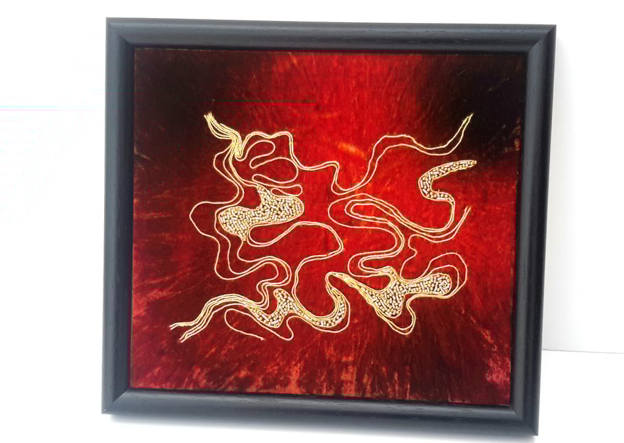 SALE Goldwork Picture, Hand Embroidered Goldwork Embroidery Seconds Sunday