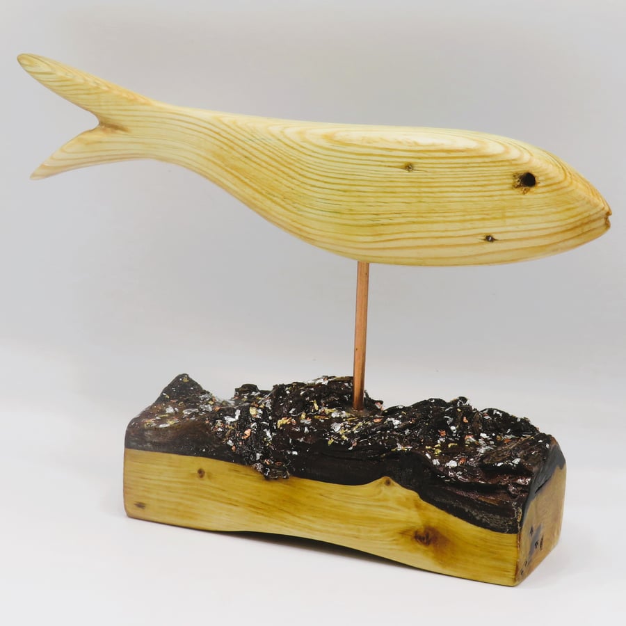 Pine fish on Boxwood with metal flake: SKU-F4