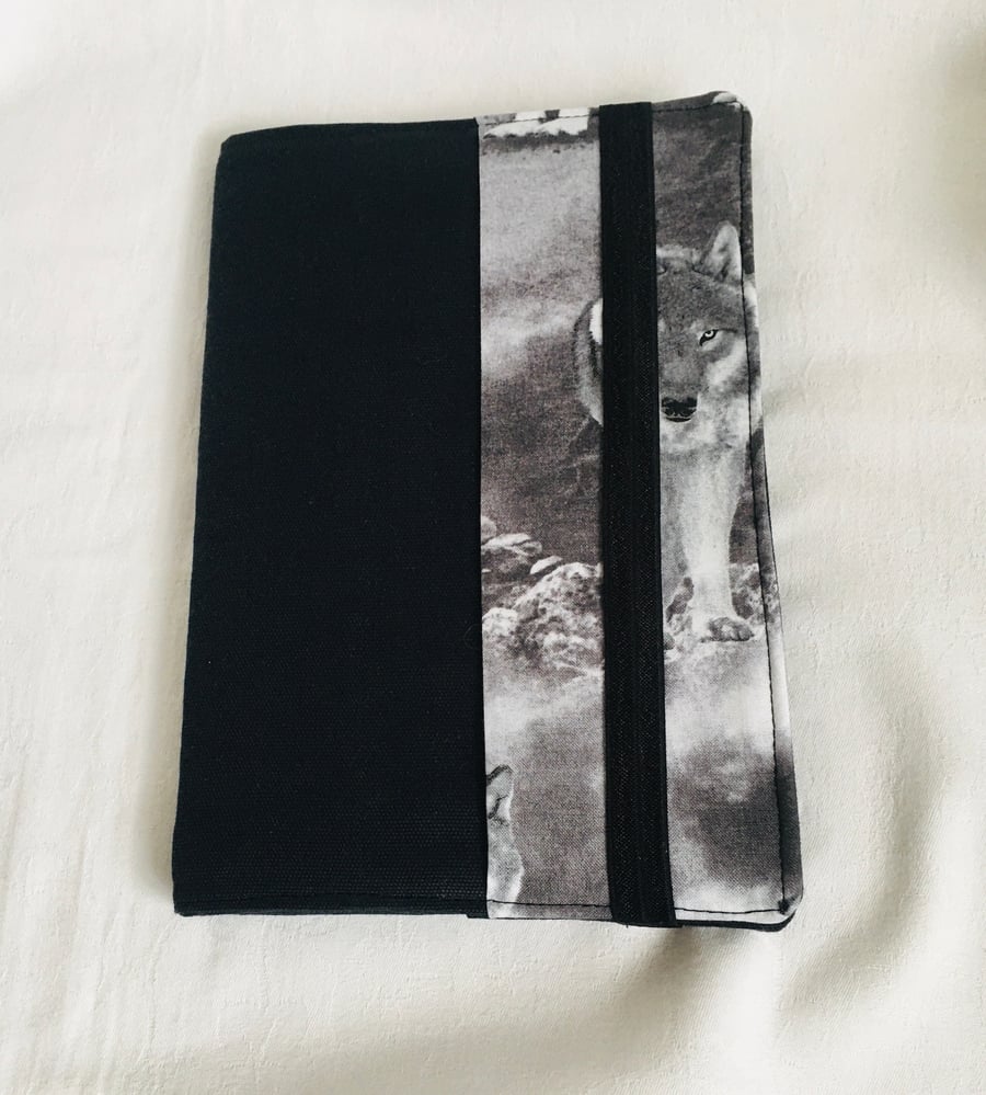 A5 Lined Hardback Notebook, Covered Notebook, Wolf Reusable A5 Book Cover. 