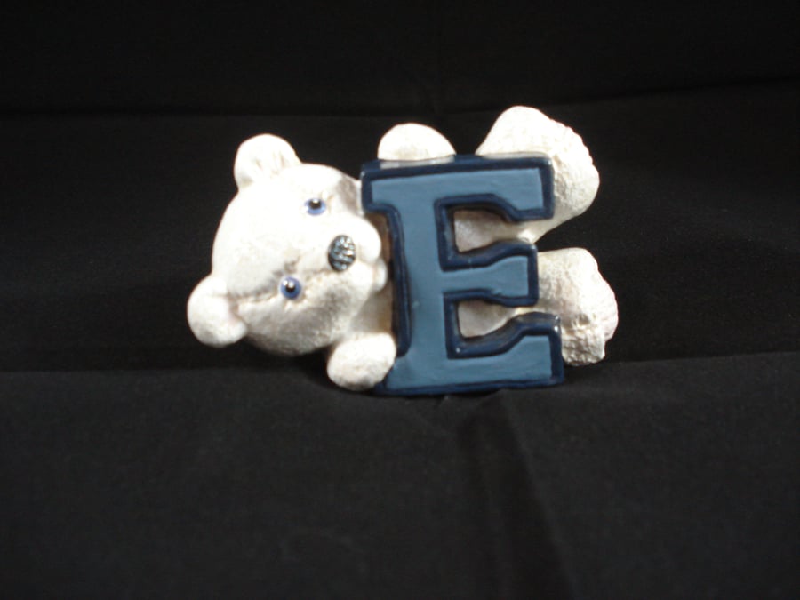 Custom Order Ceramic White Bear Letter E 